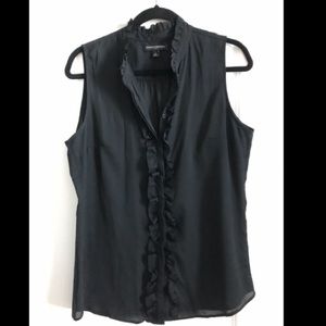 Banana Republic black ruffle detail blouse